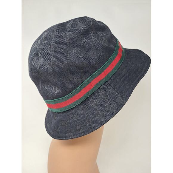 Gucci Black signature GG Monogram print bucket hat L sz - Picture 6 of 9